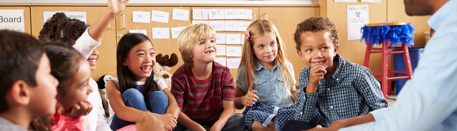 Elementary school kids with teacher