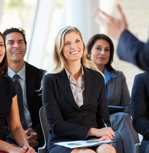 Business presentation audience