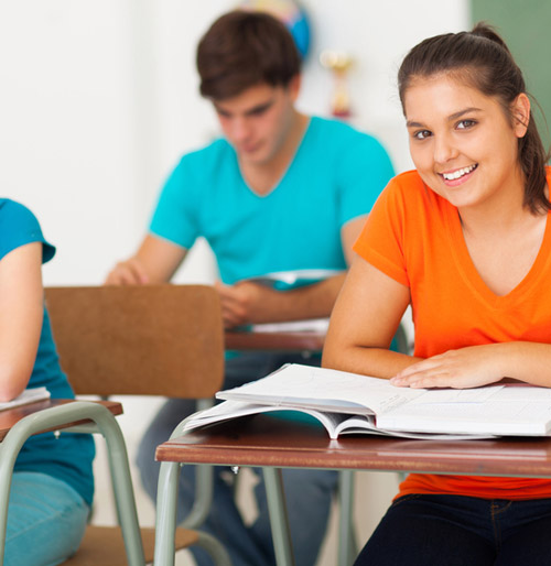 High school students in classroom